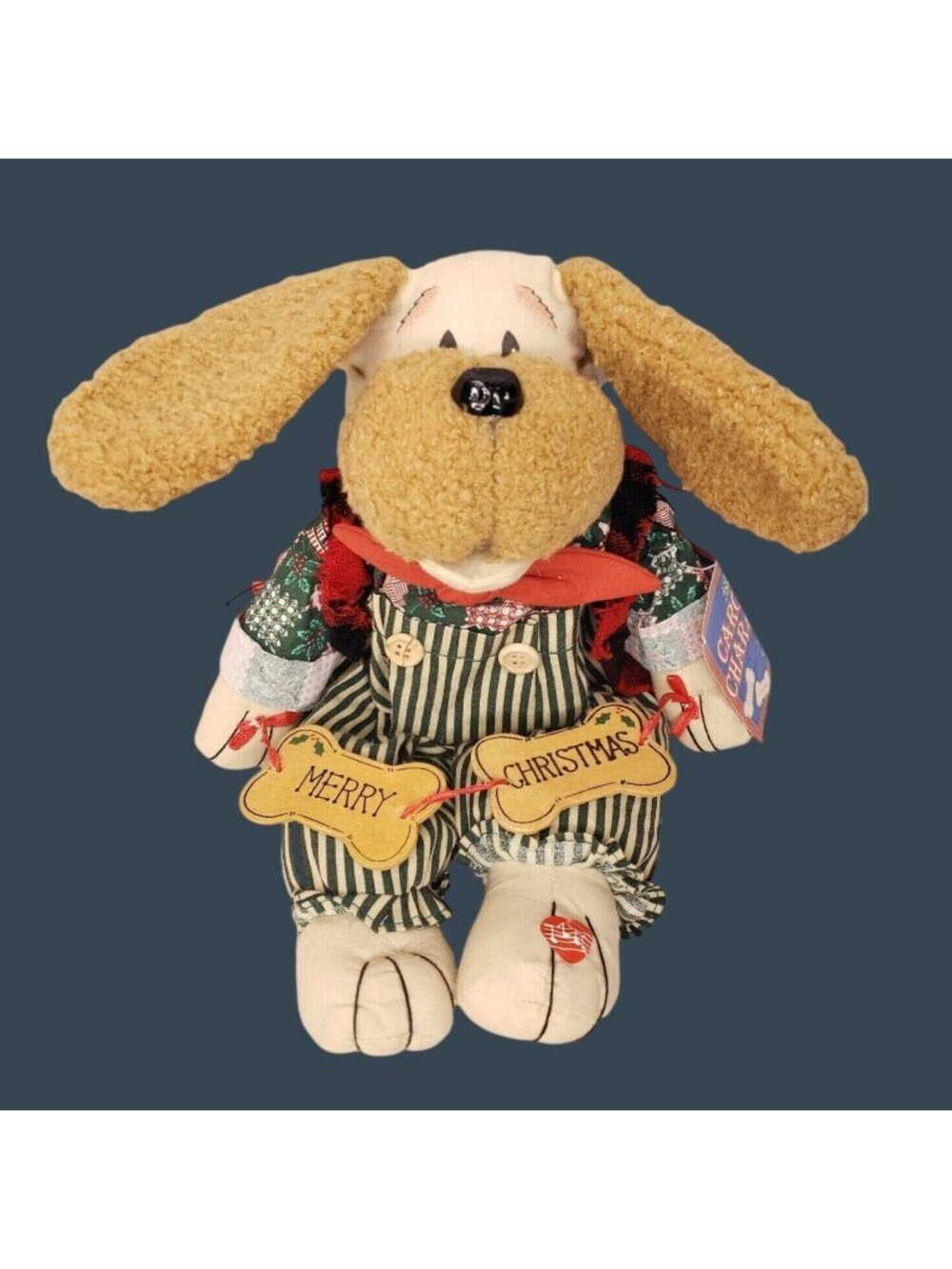 Vintage Caroling Character Dog Plush Barks Jingle Bells "Merry Christmas" Decor